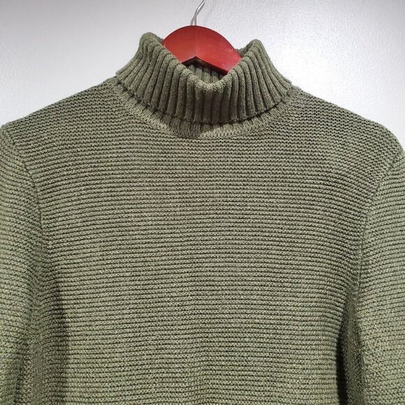 J Crew Women's Sweater Hunter Green Knit Turtleneck Long-Sleeved Wool Blend Sz S - Picture 4 of 14